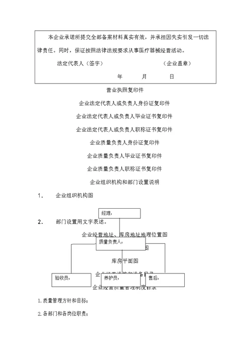 第二类医疗器械经营备案申请材料