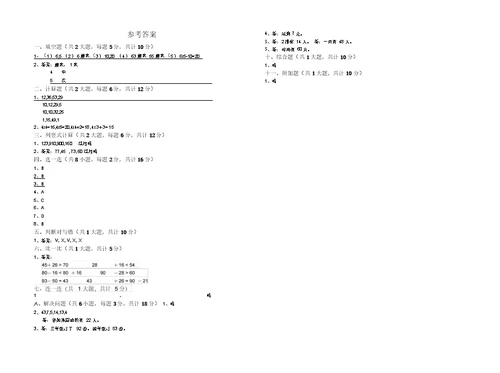 陕西省实验小学二年级数学下学期期末考试试题附答案