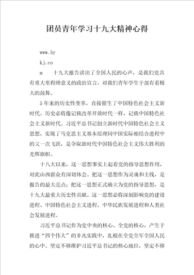 团员青年学习十九大精神心得