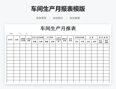 车间生产月报表模版