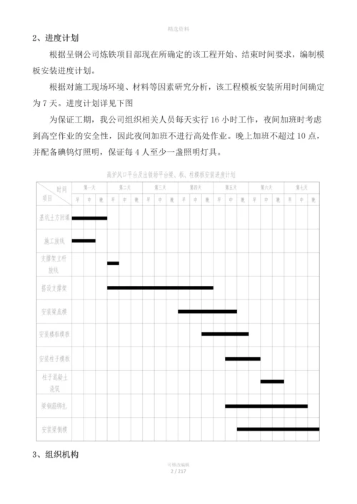 高炉风口平台及出铁场平台高炉大修工程工程平台梁板模板施工专项方案.docx