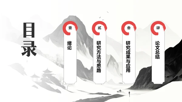 红色水墨风人文社科论文答辩PPT模板