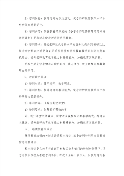 2021年学校继续教育学习培训实施方案