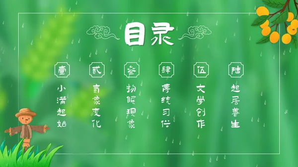 绿意春天小满时节二十四节气通用PPT模板