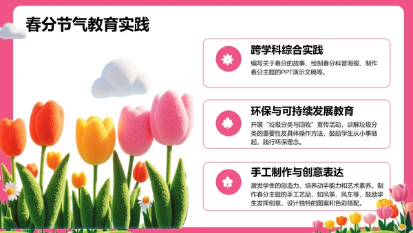 粉色插画风春分节气文化科普 PPT模板