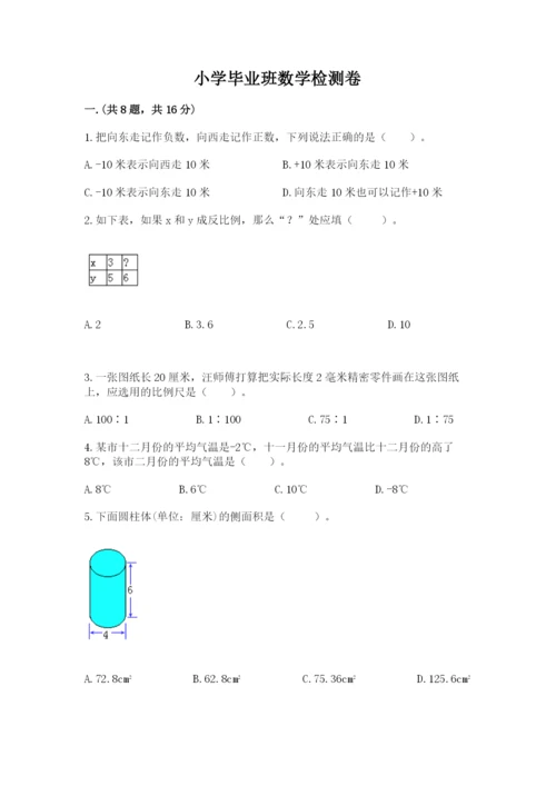 小学毕业班数学检测卷【网校专用】.docx