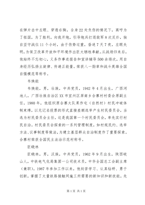 100名改革开放杰出贡献对象人物先进事迹介绍.docx