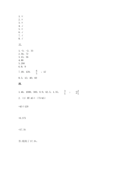 人教版数学小升初模拟试卷及参考答案【黄金题型】.docx