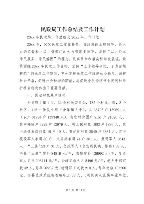 民政局工作总结及工作计划.docx