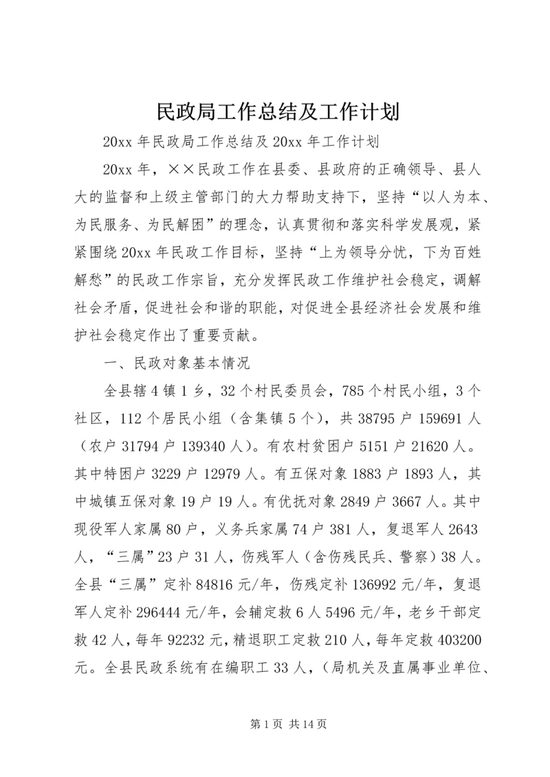 民政局工作总结及工作计划.docx