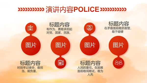 红色大气公安警察工作总结计划PPT