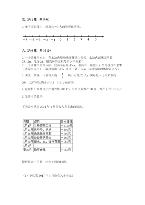 小学六年级下册数学摸底考试题附参考答案【b卷】.docx