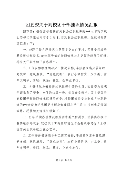 团县委关于高校团干部挂职情况汇报.docx