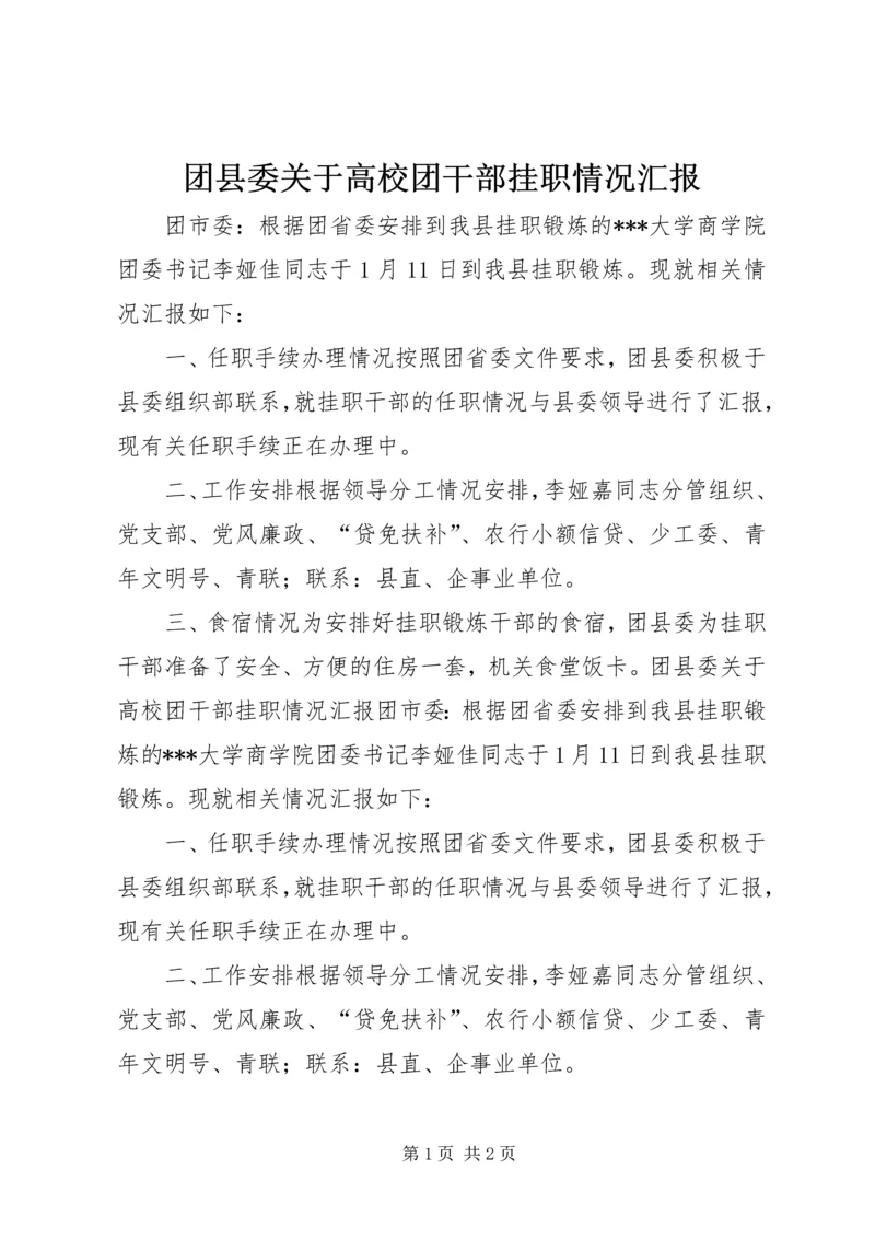 团县委关于高校团干部挂职情况汇报.docx