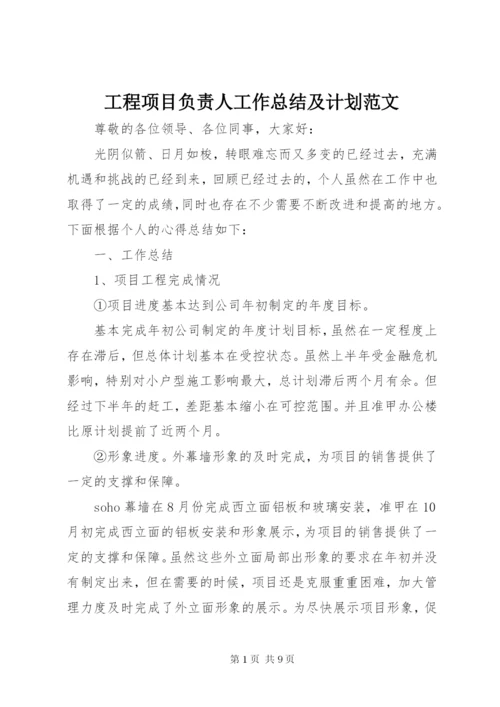 工程项目负责人工作总结及计划范文.docx