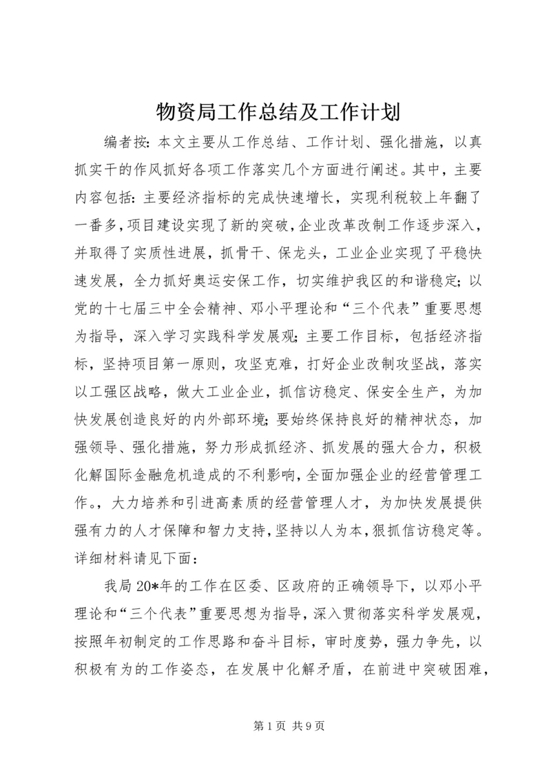 物资局工作总结及工作计划.docx