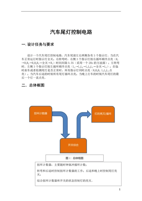 汽车尾灯控制电路设计报告.docx