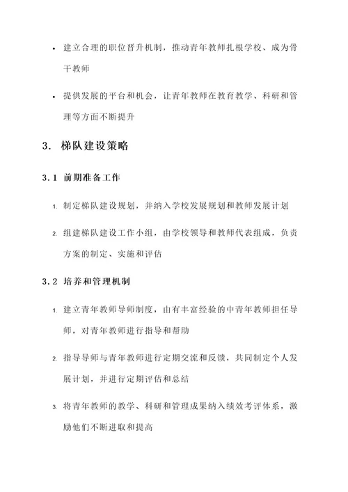 青年教师的梯队建设方案