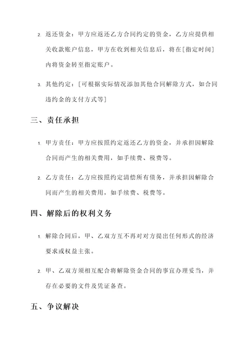 资金终止合同协议书