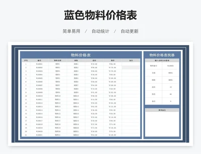 蓝色物料价格表