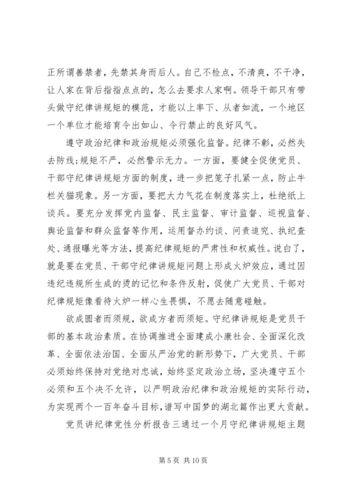 党员讲纪律党性分析报告.docx