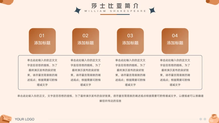 大气莎士比亚人物介绍宣传PPT