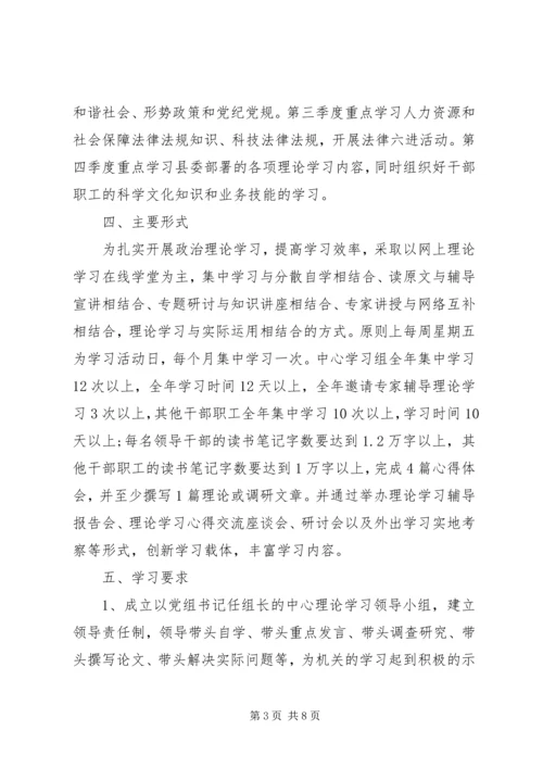 领导班子XX年政治理论学习计划.docx