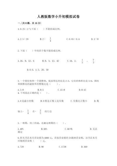 人教版数学小升初模拟试卷精品【易错题】.docx