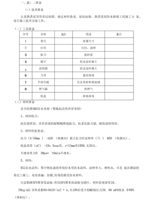 屋顶防水施工方案