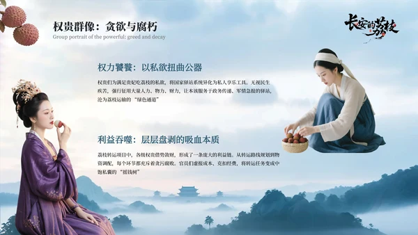 蓝色国风《长安的荔枝》读书分享PPT模板