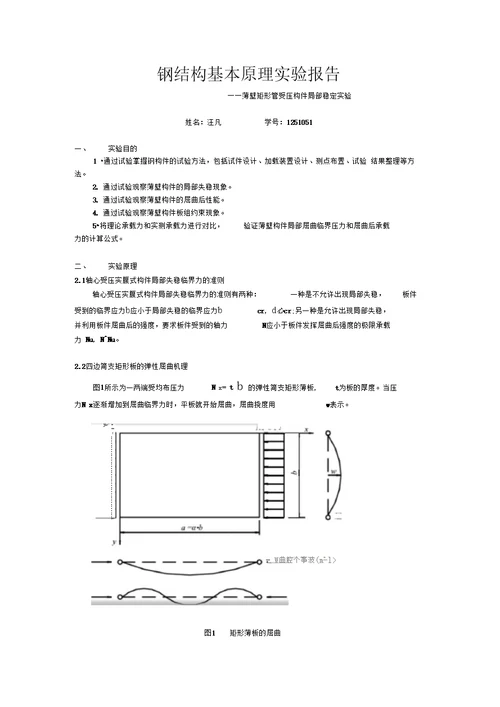 薄壁矩形管受压柱的局部稳定试验报告.1251051汪凡