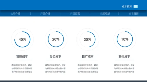 蓝色高端大气企业创业项目融资商业计划书PPT