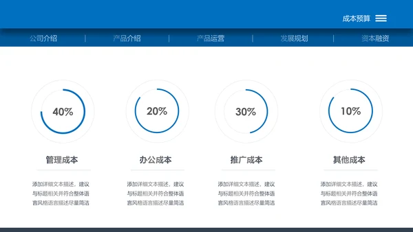 蓝色高端大气企业创业项目融资商业计划书PPT
