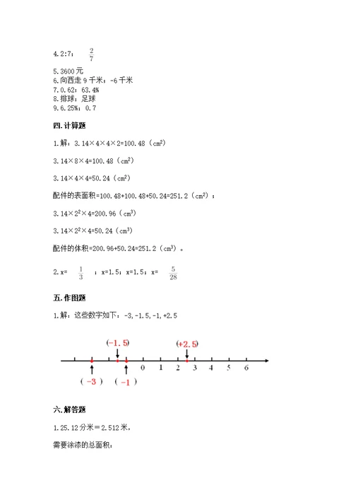 六年级下册数学小升初期末测附参考答案【名师推荐】