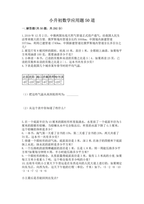 小升初数学应用题50道及完整答案（名校卷）.docx