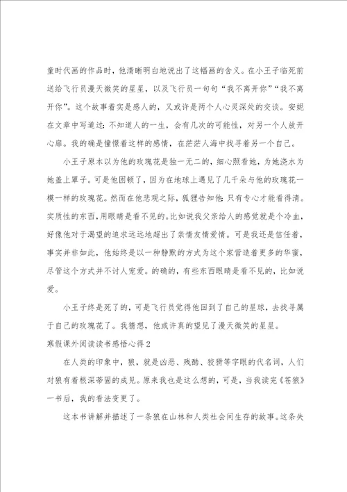 寒假课外阅读读书感悟心得