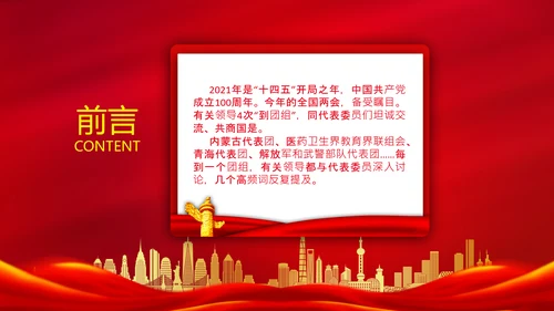 聚焦全国两会到团组高频词PPT模板