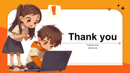 橙色插画风中小学网络安全课件PPT主题