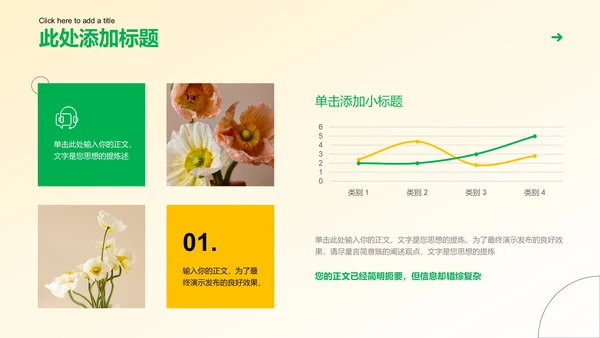 黄绿色清新风总结汇报通用PPT演示模板