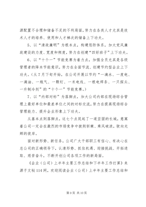 企业(公司)上半年主要工作总结和下半年工作打算.docx