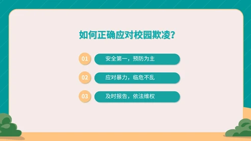 卡通拒绝校园欺凌宣传教育PPT模板