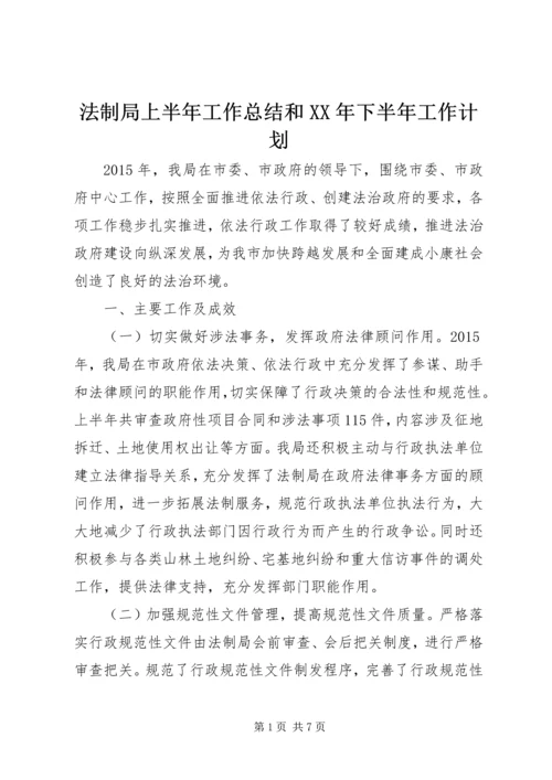 法制局上半年工作总结和XX年下半年工作计划.docx