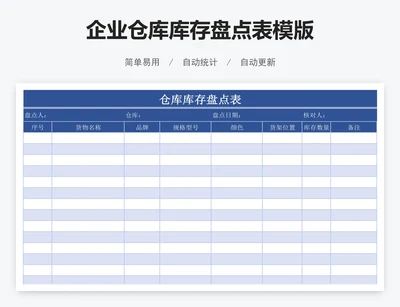 企业仓库库存盘点表模版