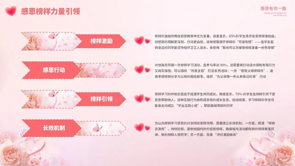 粉色清新感恩节教育主题班会PPT模板