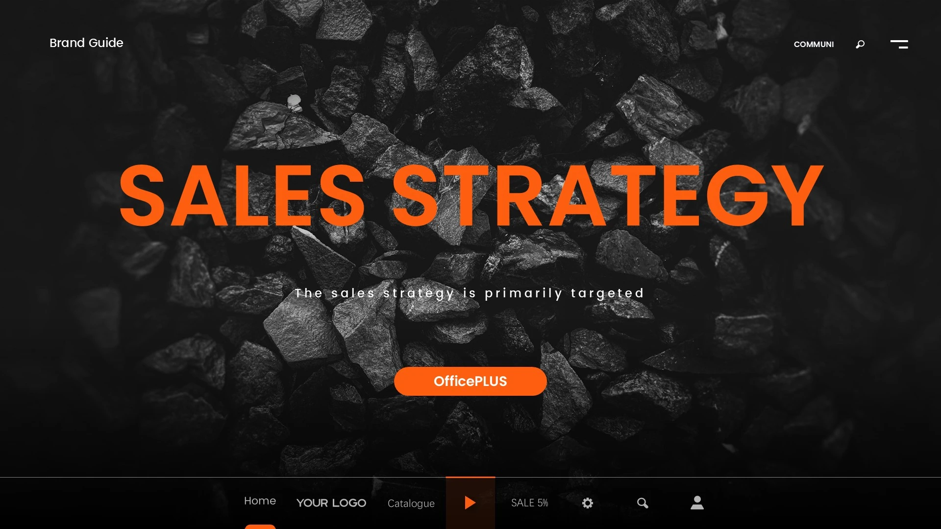 黑橙色极简风英文销售策略PPT模板