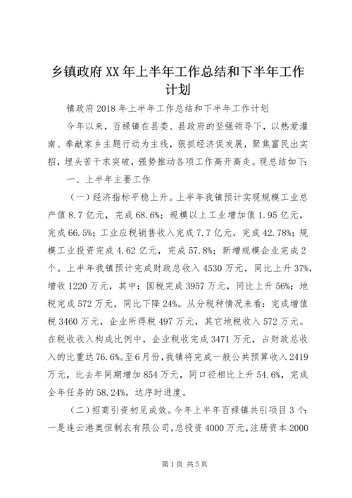 乡镇政府某年上半年工作总结和下半年工作计划.docx