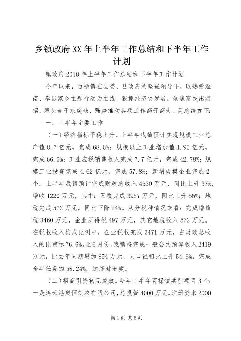 乡镇政府某年上半年工作总结和下半年工作计划.docx