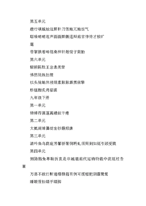 XX年中考语文复习资料：字词知识