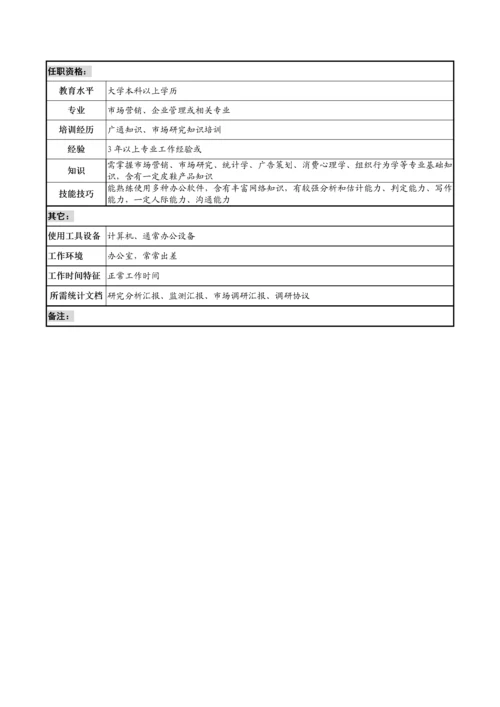 市场调研科经理岗位新版说明书.docx