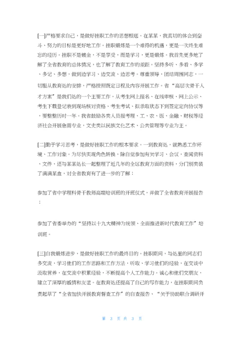 挂职干部工作总结-教育处副处长挂职干部工作总结.docx